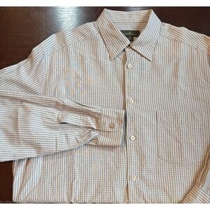 Ermenegildo Zegna White Plaid  Button Down Shirt Long Sleeve Cotton Size XL